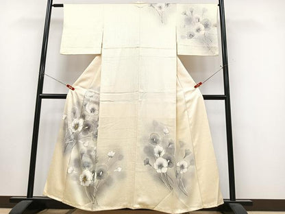 平和屋着物■訪問着　手描き　駒刺繍　枝花文　暈し染め　金彩　正絹　逸品　CABK9922xe