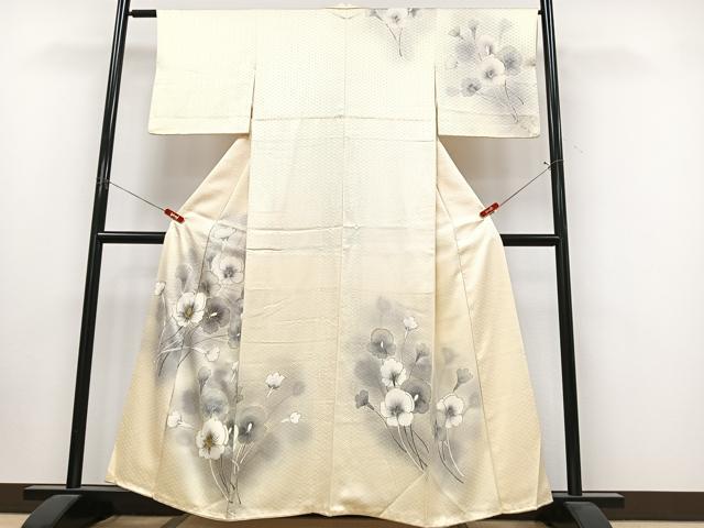 平和屋着物■訪問着　手描き　駒刺繍　枝花文　暈し染め　金彩　正絹　逸品　CABK9922xe