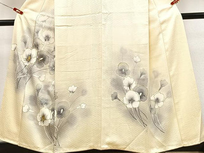 平和屋着物■訪問着　手描き　駒刺繍　枝花文　暈し染め　金彩　正絹　逸品　CABK9922xe