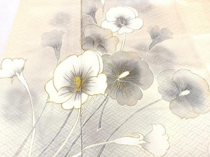 平和屋着物■訪問着　手描き　駒刺繍　枝花文　暈し染め　金彩　正絹　逸品　CABK9922xe
