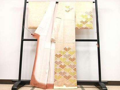 平和屋着物■訪問着　絞り　松文　正絹　逸品　CABK9926xe