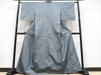 平和屋着物■上質な紬　格子　正絹　逸品　未使用　CABK9927xe