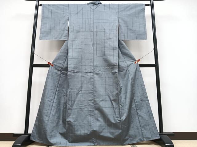 平和屋着物■上質な紬　格子　正絹　逸品　未使用　CABK9927xe