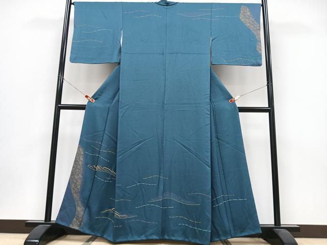平和屋着物■森英恵・HANAE MORI　訪問着　刺繍　立波文　金彩　正絹　逸品　CABK9929xe