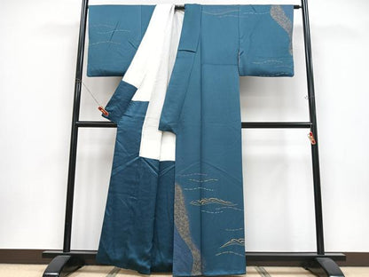 平和屋着物■森英恵・HANAE MORI　訪問着　刺繍　立波文　金彩　正絹　逸品　CABK9929xe
