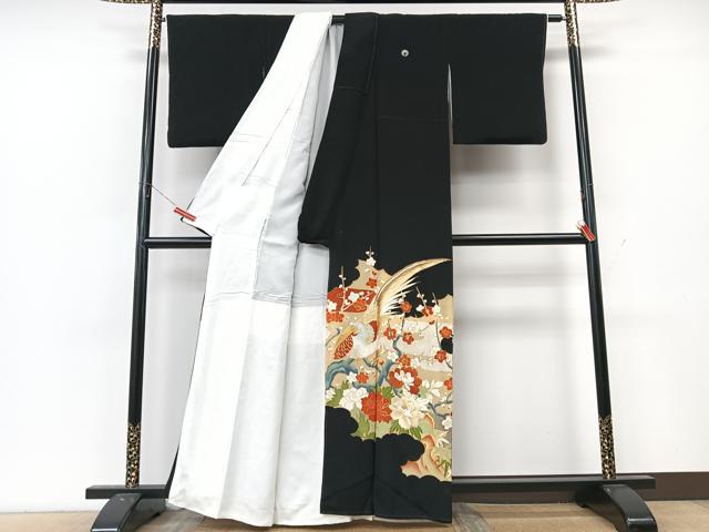 平和屋着物■豪華黒留袖　駒刺繍　花鳥文　金彩　正絹　逸品　CABK9936xe