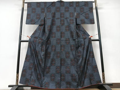 平和屋着物■本場大島紬　7マルキ　幾何学文様　正絹　逸品　CABK9938xe
