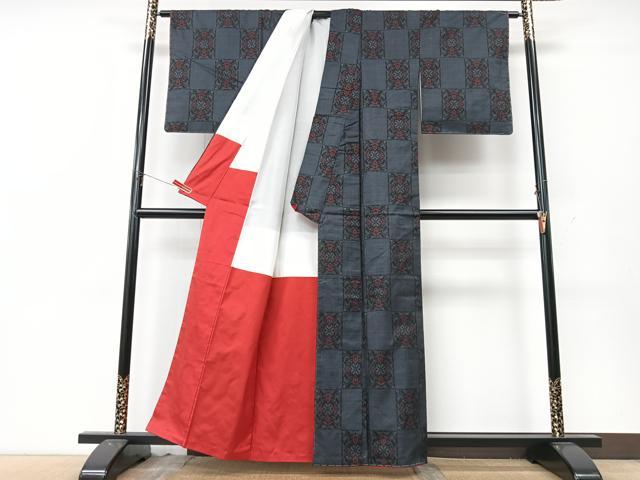 平和屋着物■本場大島紬　7マルキ　幾何学文様　正絹　逸品　CABK9938xe