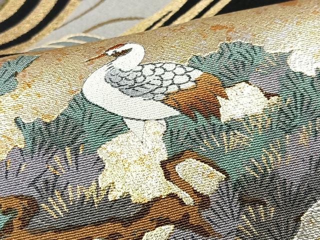 平和屋着物■豪華黒留袖　駒刺繍　手描き　流水地紙風景文　金彩　正絹　逸品　CABK9941xe