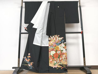 平和屋着物■豪華黒留袖　唐子花車文　金彩　正絹　逸品　CABK9946xe