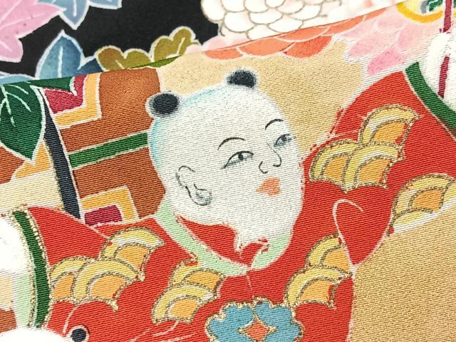 平和屋着物■豪華黒留袖　唐子花車文　金彩　正絹　逸品　CABK9946xe