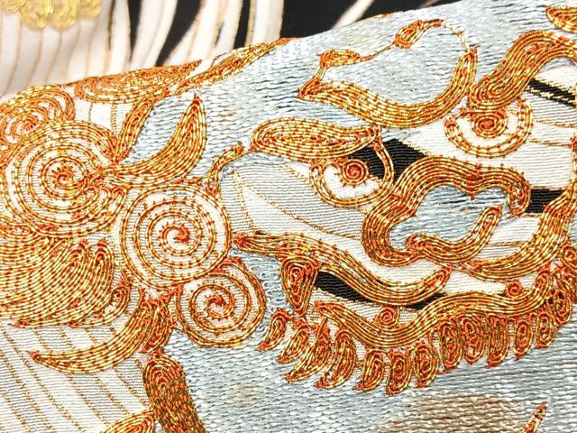 平和屋着物■豪華黒留袖　駒刺繍　獅子文　正絹　逸品　CABK9947xe