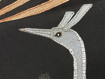 平和屋着物■豪華黒留袖　駒刺繍　雲取り鳳凰花文　金銀彩　正絹　逸品　CABK9948xe