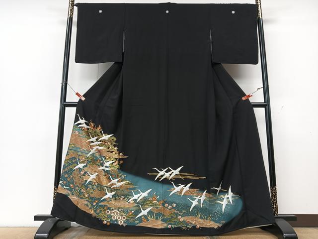 平和屋着物■豪華黒留袖　作家物　短冊吉祥花文　暈し染め　金彩　正絹　逸品　CABK9949xe