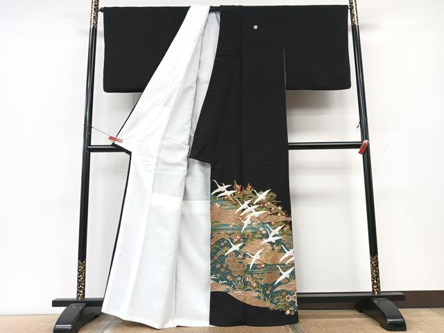 平和屋着物■豪華黒留袖　作家物　短冊吉祥花文　暈し染め　金彩　正絹　逸品　CABK9949xe