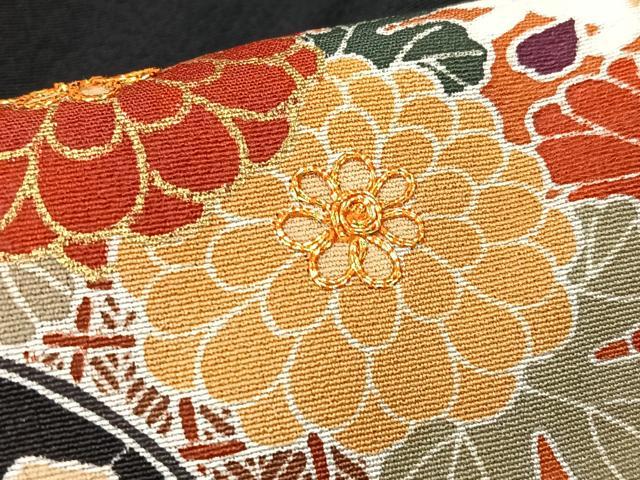 平和屋着物■豪華黒留袖　作家物　駒刺繍　扇面立波花文　金彩　正絹　逸品　CABK9952xe