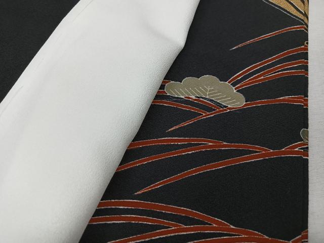 平和屋着物■豪華黒留袖　作家物　駒刺繍　扇面立波花文　金彩　正絹　逸品　CABK9952xe