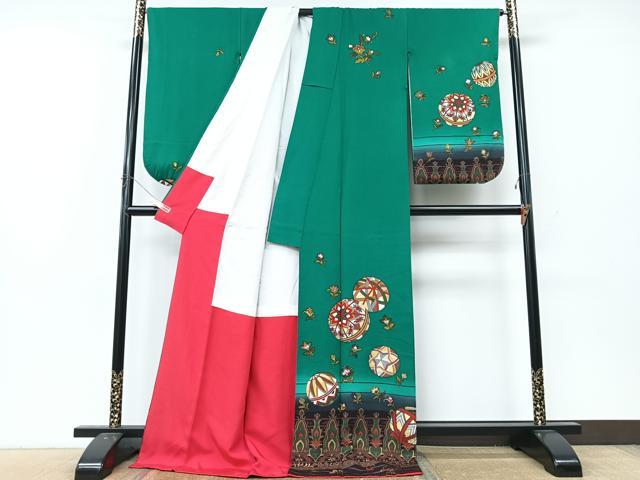 平和屋着物■訪問着　鞠文　暈し染め　金彩　正絹　逸品　CABK9962xe