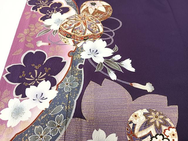 平和屋着物●豪華振袖　雪輪舞桜鞠文　金彩　正絹　逸品　CABK9969xe