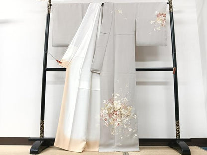 平和屋着物■訪問着　友禅　草花文　金彩　正絹　逸品　CABK9982xe