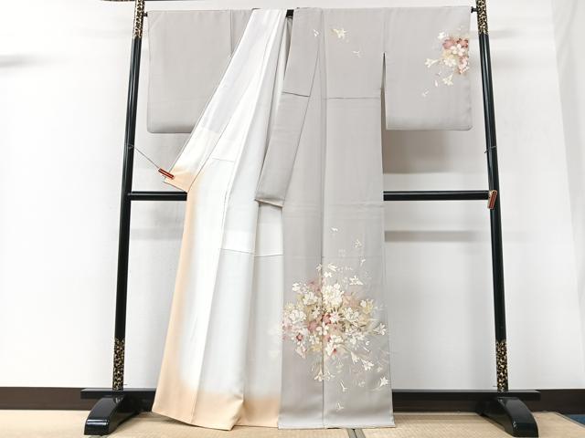 平和屋着物■訪問着　友禅　草花文　金彩　正絹　逸品　CABK9982xe