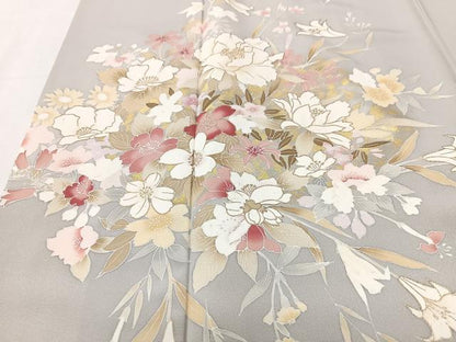 平和屋着物■訪問着　友禅　草花文　金彩　正絹　逸品　CABK9982xe