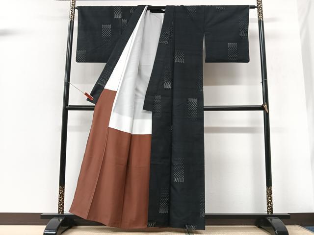 平和屋着物■上質な紬　絣文様　正絹　逸品　CABK9986xe