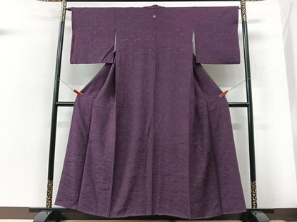 平和屋着物■上質な色無地　風景地紋　紫鳶色　正絹　逸品　CABK9998xe