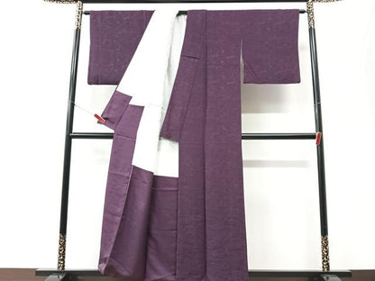 平和屋着物■上質な色無地　風景地紋　紫鳶色　正絹　逸品　CABK9998xe