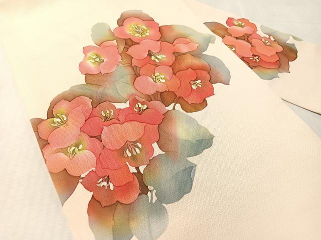 平和屋着物●九寸名古屋帯　作家物　ろうけつ染　草花文　正絹　逸品　CABL0003vp
