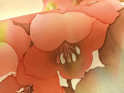 平和屋着物●九寸名古屋帯　作家物　ろうけつ染　草花文　正絹　逸品　CABL0003vp