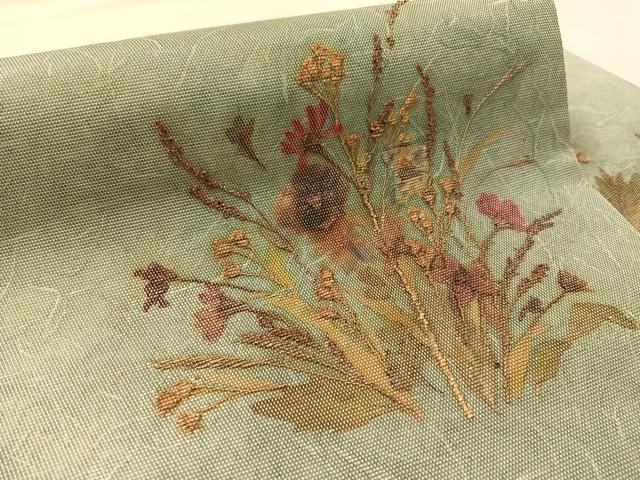 平和屋着物●押し花工芸作家　建野誠一　九寸名古屋帯　花香織　正絹　逸品　CABL0012vp