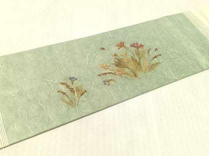 平和屋着物●押し花工芸作家　建野誠一　九寸名古屋帯　花香織　正絹　逸品　CABL0012vp