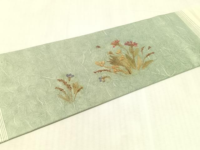 平和屋着物●押し花工芸作家　建野誠一　九寸名古屋帯　花香織　正絹　逸品　CABL0012vp