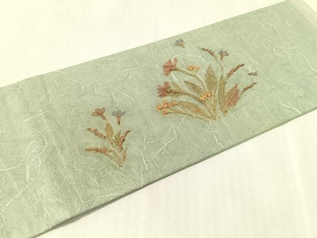 平和屋着物●押し花工芸作家　建野誠一　九寸名古屋帯　花香織　正絹　逸品　CABL0012vp