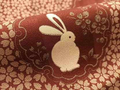 平和屋着物●九寸名古屋帯　駒刺繍　雪輪兎　金彩　正絹　逸品　CABL0013vp