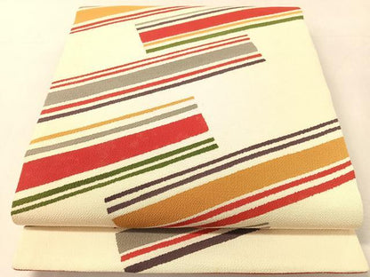 平和屋着物●九寸開き名古屋帯　斜線文　鬼しぼ縮緬　正絹　逸品　CABL0014vp