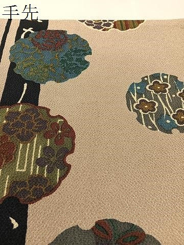 平和屋着物●全通柄　九寸開き名古屋帯　型染め　いろは歌　鬼しぼ縮緬　正絹　逸品　CABL0020vp