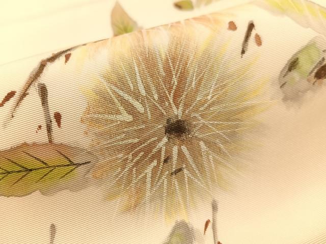 平和屋着物●塩瀬　九寸名古屋帯　手描き　栗　正絹　逸品　CABL0021vp