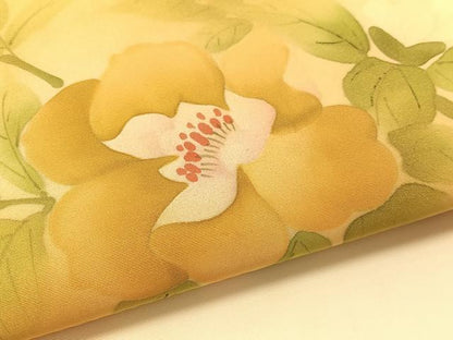 平和屋着物●塩瀬　九寸名古屋帯　作家物　手描き　枝花文　金彩　正絹　逸品　CABL0023vp