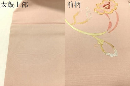 平和屋着物●塩瀬　九寸名古屋帯　駒刺繍　枝花文　金銀彩　正絹　逸品　CABL0024vp
