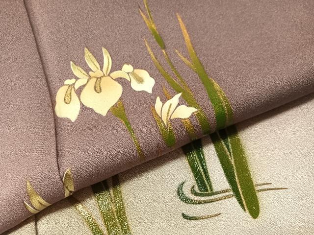 平和屋着物●漆工芸作家　金森一博　訪問着　八橋文様　暈し染め　金彩　正絹　逸品　CABL0031vp