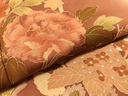平和屋着物●訪問着　刺繍　草花文　暈し染め　金彩　正絹　逸品　CABL0032vp