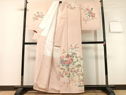 平和屋着物●訪問着　友禅　作家物　風景花文　暈し染め　正絹　逸品　未使用　CABL0033vp