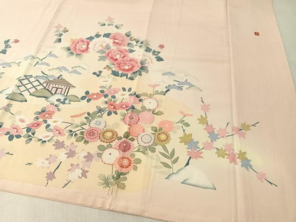 平和屋着物●訪問着　友禅　作家物　風景花文　暈し染め　正絹　逸品　未使用　CABL0033vp