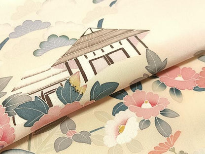 平和屋着物●訪問着　友禅　作家物　風景花文　暈し染め　正絹　逸品　未使用　CABL0033vp