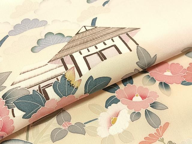 平和屋着物●訪問着　友禅　作家物　風景花文　暈し染め　正絹　逸品　未使用　CABL0033vp