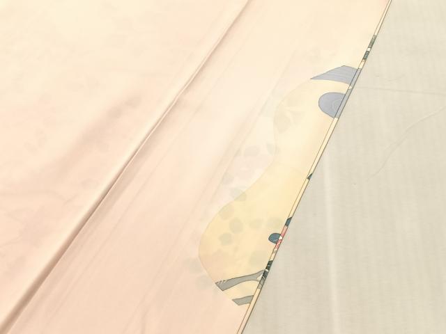平和屋着物●訪問着　友禅　作家物　風景花文　暈し染め　正絹　逸品　未使用　CABL0033vp