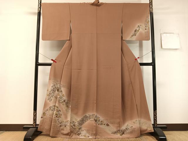 平和屋着物●訪問着　熨斗吉祥花文　暈し染め　金銀彩　正絹　逸品　CABL0036vp