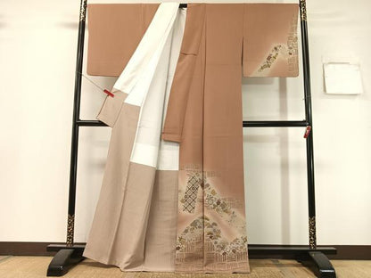平和屋着物●訪問着　熨斗吉祥花文　暈し染め　金銀彩　正絹　逸品　CABL0036vp